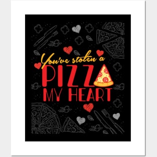 'You've Stolen a Pizza Heart' Sweet Valentines Lovers Gift Posters and Art